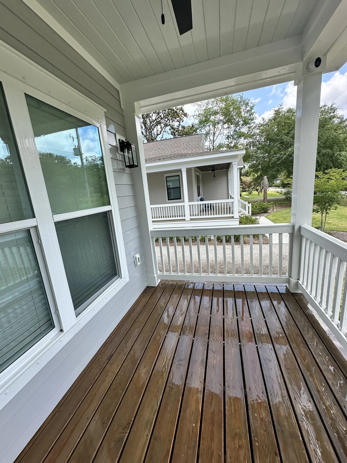 Soft-washed porch and siding